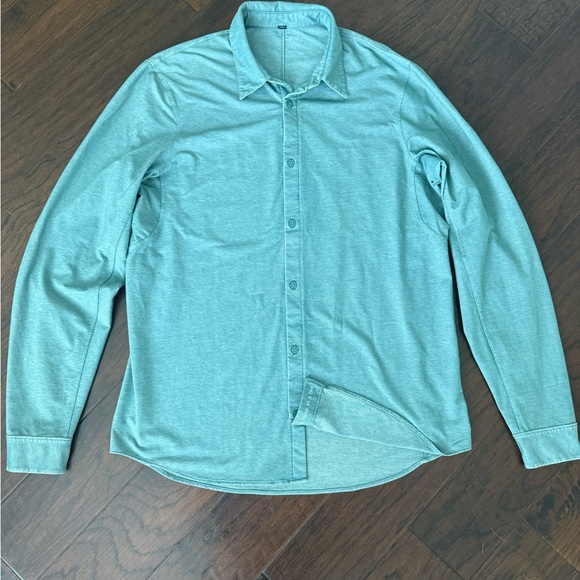 Lululemon Shirt Mens Large green Long Sleeve Button Commission  Performance - Picture 1 of 6